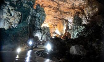 Exploring the stunning caves of Parque Nacional Grutas de Cacahuamilpa at night photo