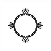 A black and white circle with a flower on it vector