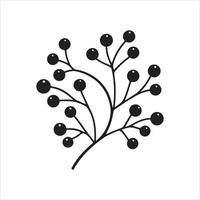 A black and white illustration of a branch with berries vector