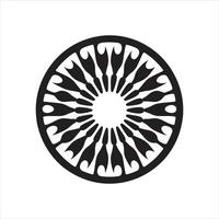 A black and white circular design with a flower in the center vector