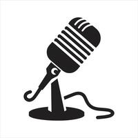 vintage Microphone Sign. Retro Microphone Icon on White Background. Recording Studio Symbol. Flat Style vector