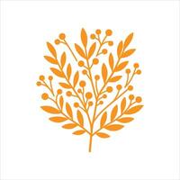 Simple Minimalistic Branch with Berries Holly, Art, Leaf, Drawing Illustration on white background vector