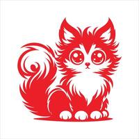 A red cat with big eyes on a white background vector