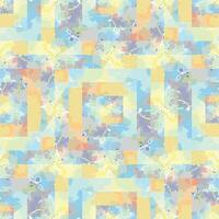 Abstract, , gender neutral, geometric mosaic design with pastel watercolors in yellow, blue, and lavender, ideal for digital backgrounds, stationery, and spring designs. vector