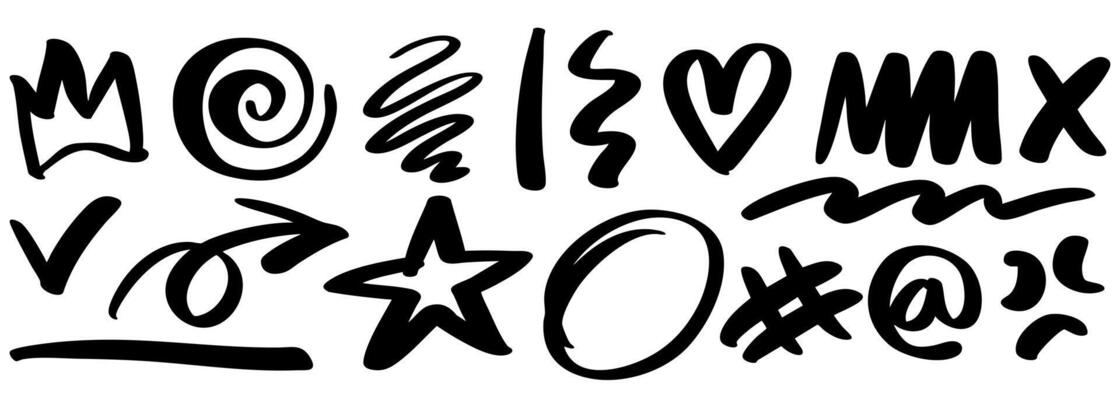 set of Hand drawn doodle elements for concept design isolated on white background.