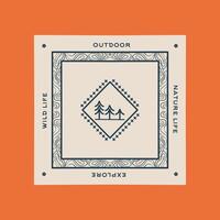 Outdoor Adventure Nature Badge with Forest Theme Perfect for Bandana Design, etc vector