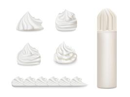 Set of whipped cream isolated on white background. 3d realistic of whipped cream. illustration EPS 10. vector