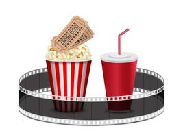 Realistic popcorn on white background, popcorn concept in cinema and entertainment in cinema. 3D popcorn for Poster design, advertisement, web banner, billboard and etc. vector