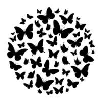 silhouette of a butterfly flying in a circle vector