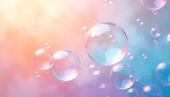 soap bubbles floating in the air on a colorful background photo