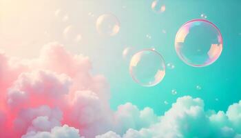 bubbles floating in the sky with clouds photo