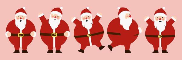 Santa Claus illustrations with various expressions and activities. vector