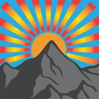 Iceberg symbol on a shining sun background. vector