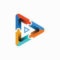 Logo Play Button with a unique and dynamic puzzle concept vector