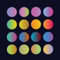 Circle Shape gradient Color Paletter. Minimalist multicolor circles, vibrant colors and modern gradients with black background vector