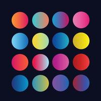 Yellow Blue Red Orange gradient Circle Shape. Minimalist multicolor circles, vibrant colors gradients sphere isolated vector