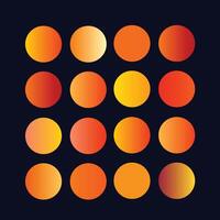 Yellow and Orange gradient Circle Shape Color Paletter. Minimalist multicolor circles, vibrant colors and modern gradients sphere isolated vector