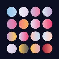 Circle gradient Color Paletter. Minimalist multicolor circles, vibrant colors and modern gradients sphere isolated set vector