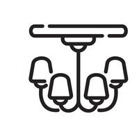 chandelier Line Icon White Background vector