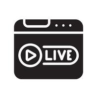 streaming Glyph Icon White Background vector