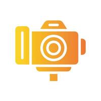 action camera Flat Gradient Icon White Background vector