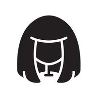 hair wig Glyph Icon White Background vector