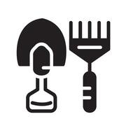 shovel and rake Glyph Icon White Background vector