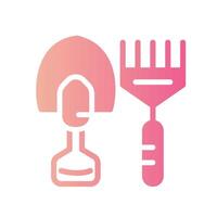 shovel and rake Flat Gradient Icon White Background vector