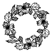 Frame with space for text with hand drawn botanical line art of flowers and leaves. Elegant template for crafting, invitations, and minimalist decor. illustration for creative projects. vector