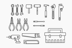 tools icon line set - minimalist equipment and hardware icons vector