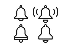 icon line bell set - minimalist alarm and notification icons vector