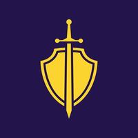 Shield and sword trendy artwork attractive abstract illustration colorful applicative design vector