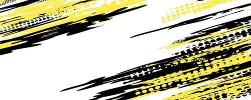 Abstract design with black and yellow brush strokes. vector