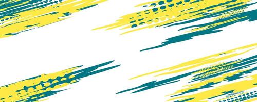 Abstract design with yellow and teal brush strokes. vector