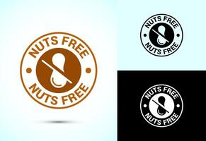 Peanuts free icon, No nuts label. Allergen free sign illustration vector