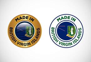 Made in British Virgin Islands label icon with flag. Icon set for business, badge, seal, sticker, logo, and symbol vector