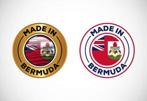 Made in Bermuda label icon with flag. Icon set for business, badge, seal, sticker, logo, and symbol vector
