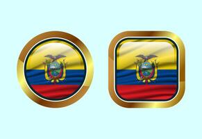 Glossy flag button of Ecuador, High quality web button design vector
