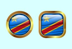 Glossy flag button of Democratic Republic of the congo, High quality web button design vector