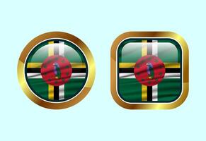 Glossy flag button of Dominica, High quality web button design vector