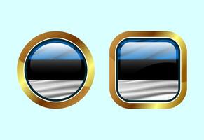 Glossy flag button of Estonia, High quality web button design vector