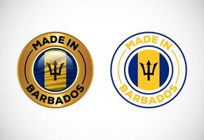 Made in Barbados label icon with flag. Icon set for business, badge, seal, sticker, logo, and symbol vector