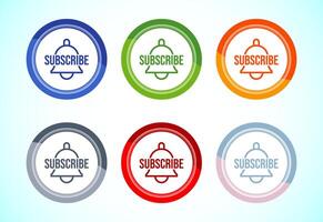 Subscribe icon design illustration, subscribe channel button, six color variation button vector