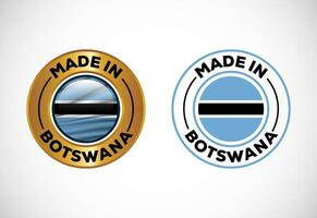 Made in Botswana label icon with flag. Icon set for business, badge, seal, sticker, logo, and symbol vector