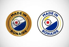 Made in Bonaire label icon with flag. Icon set for business, badge, seal, sticker, logo, and symbol vector