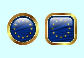 Glossy flag button of European Union, High quality web button design vector