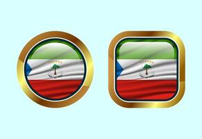 Glossy flag button of Equatorial Guinea, High quality web button design vector