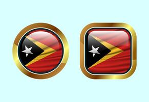 Glossy flag button of East Timor, High quality web button design vector