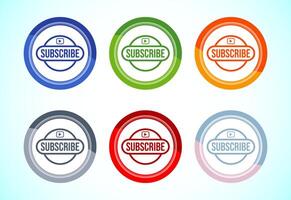 Subscribe icon design, subscribe channel button, six color variation button design set vector