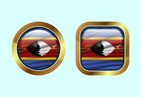 Glossy flag button of Eswatini, High quality web button design vector